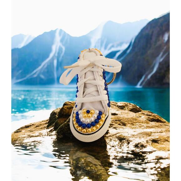 Sigma Gamma Rho Keychain White Rhinestone and Pearls Custom Made Shoe - Picture 4 of 4